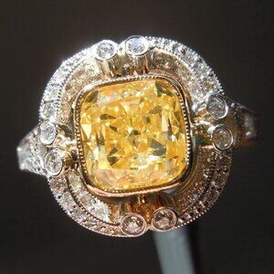 🍁 Noble Large Square Royal Yellow Gemstone Zircon Rings for Women, PD444